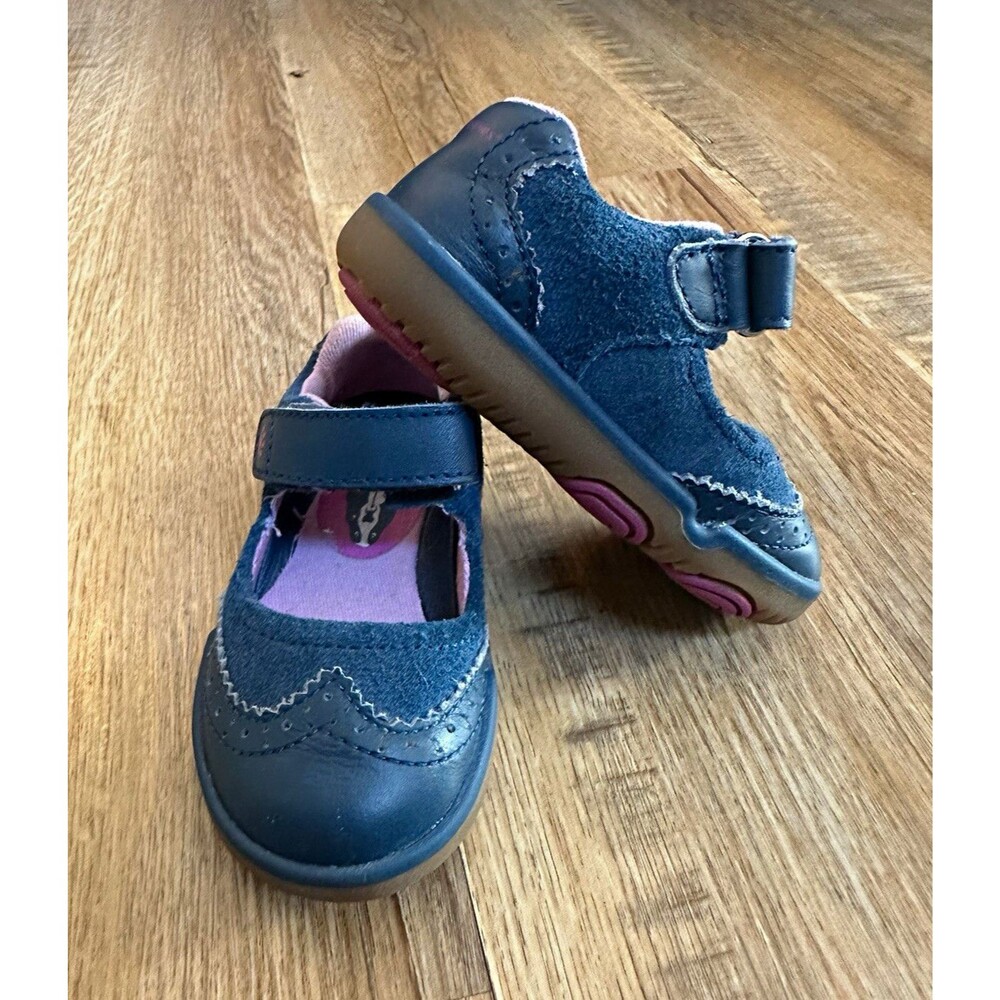 Hush Puppies Bella baby Mary Jane Shoes Blue Pink Leather US 4 girls toddler